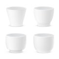 Set Of Realistic Simple Style White Flower Pots