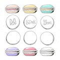 Set realistic sketch macaroon. Sweets handmade for design. Confectionery