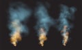 Set Realistic smoke and fire shapes on a black background. Vector illustration Royalty Free Stock Photo