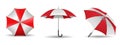 Set of realistic striped umbrella in various type..