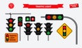 set of realistic traffic light. easy to modify