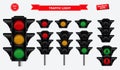 Set of realistic traffic light. easy to modify