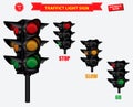 Set of realistic traffic light.