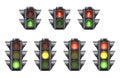 Set of realistic traffic lights for cars and pedestrians