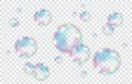 Set of realistic transparent colorful soap  bubbles Royalty Free Stock Photo