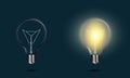 Set of realistic transparent light bulbs.Vector illustration. Royalty Free Stock Photo