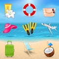 Set Realistic Travel and Tourism Accessories Royalty Free Stock Photo