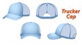 Set of Realistic Trucker cap Dimensions, Various Hat Dimensions, Design and Structure Illustration, isolated on white Royalty Free Stock Photo