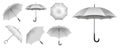 Set of realistic umbrella in various type or mock up black and white umbrella closeup or outdoor parasol protection weather Royalty Free Stock Photo