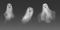 Set of realistic vector ghosts. 3d smokes looking like night ghouls. Halloween illustration of scary poltergeist or Royalty Free Stock Photo