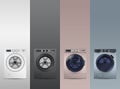 set realistic washing machines modern washers collection domestic household appliances concept Royalty Free Stock Photo