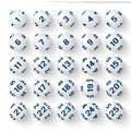 Set of realistic white bingo balls