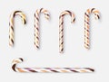 Set of realistic white, brown and orange candy canes