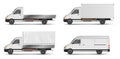 Set of realistic white cargo vehicles. vector illustration with heavy truck, trailer, lorry, Mini bus, delivery van