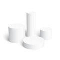 Set of realistic white cylinder isolated on white background