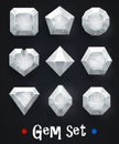 Set of realistic white gems of various shapes.