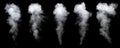 Set of realistic white smoke steam. Samples of smoke