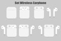 Set Realistic wireless headphone icon mockup, smartphone app icon for websites. Vector EPS10 Royalty Free Stock Photo