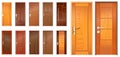 Set of realistic wooden door isolated or indonesian traditional door style for home, office or apartment or realistic luxury doors Royalty Free Stock Photo