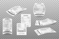 Set Receipts vector illustration of realistic payment paper bills for cash or credit card transaction. Vector stock illustration