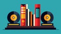 A set of record bookends made from splitting and affixing a record to a bookend base. Vector illustration.