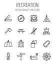 Set of recreation icons in modern thin line style. Royalty Free Stock Photo