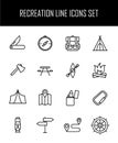 Set of recreation icons in modern thin line style. Royalty Free Stock Photo