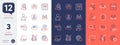 Set of Recruitment, Globe and Approved checkbox line icons. For design. Vector