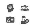 Recruitment, Id card and Group icons. Person idea sign. Headhunter aim, Human document, Group of people.