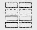 Set of black rectangle empy grunge frames. Vector illustration.