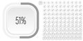 Set of rectangle percentage diagrams from 0 to 100