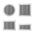 A set of rectangular and circular ventilation grilles. Royalty Free Stock Photo