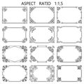 Set of rectangular floral black frames Royalty Free Stock Photo