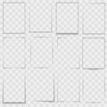 Set of rectangular shadow effect box frame on transparent background. Vector.