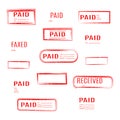 Set of stamps is paid, vector illustration Royalty Free Stock Photo