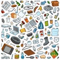 Set of recyclable items. Colorful vector collection of objects on the theme of garbage and environmental pollution