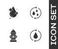 Set Recycle clean aqua, Water drop, Fire hydrant and icon. Vector