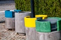 Set of recycle garbage bins, waste separation concept