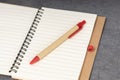 Set of recycle paper notebook and pen. Open diary notebook Royalty Free Stock Photo