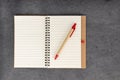 Set of recycle paper notebook and pen. Open diary notebook Royalty Free Stock Photo