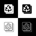 Set Recycle symbol icon isolated on black and white background. Circular arrow icon. Environment recyclable go green Royalty Free Stock Photo