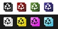 Set Recycle symbol icon isolated on black and white background. Circular arrow icon. Environment recyclable go green Royalty Free Stock Photo