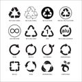 Set of recycle symbol vector illustration isolated on white background