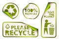 Set of recycled labels badges and stickers Royalty Free Stock Photo