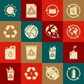 Set Recycling plastic bottle, Sprout, Planet earth and recycling, Battery with recycle symbol, Earth globe, Recycle Royalty Free Stock Photo