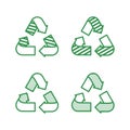 Set of recycling signs. Icons in flat style with dotted texture. Ecology, environmental protection.