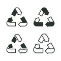 Set of recycling signs. Outline icons in flat style. Ecology, environmental protection. Royalty Free Stock Photo