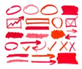 Set of red abstract hand-painted marker - Image Royalty Free Stock Photo