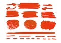 Set of red abstract hand-painted marker - Image Royalty Free Stock Photo