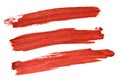 Set of red acryl brush strokes Royalty Free Stock Photo